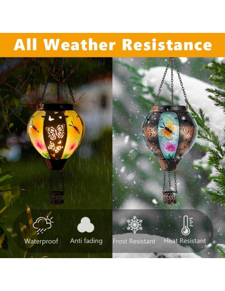 Lámpara Solar Colgante DREAMSOUL Mariposa 46cm Vidrio Metal