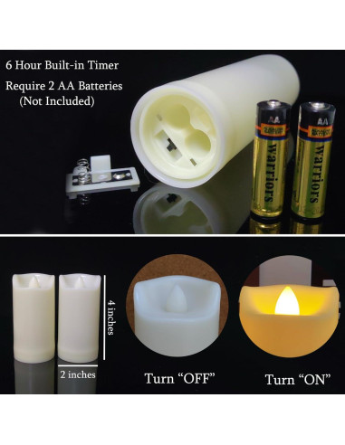 Velas LED a Batería 5.08cm x 10.16cm Jingtech Sin Llama