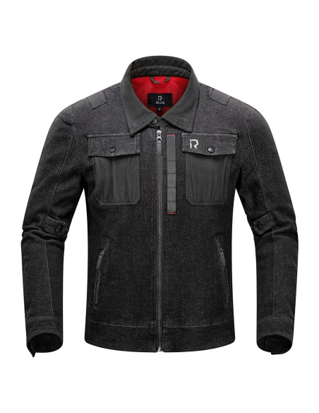 Chaqueta de Motocicleta BORLENI JK008 Denim Transpirable CE Negra