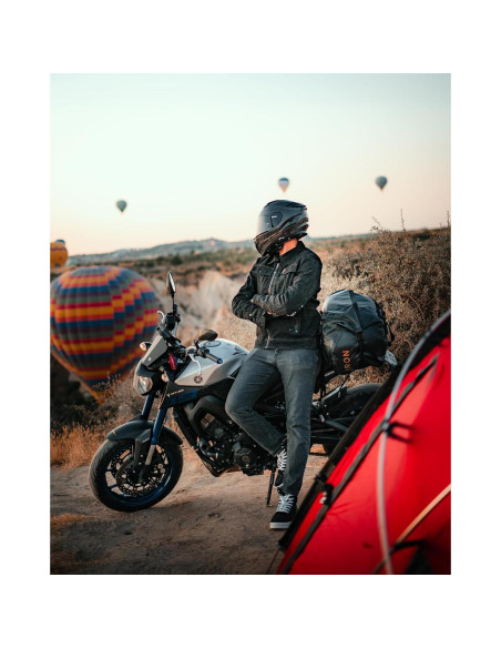 Chaqueta de Motocicleta BORLENI JK008 Denim Transpirable CE Negra