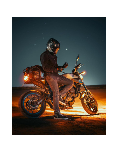 Chaqueta de Motocicleta BORLENI JK008 Denim Transpirable CE Negra