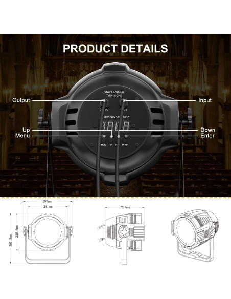 BETOPPER Luz de Escenario LED 54x2W Estroboscópica 5000 Lúmenes