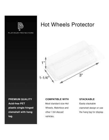 Estuche Clamshell Platinum Protectors para Hot Wheels y Matchbox - Paquete de 10