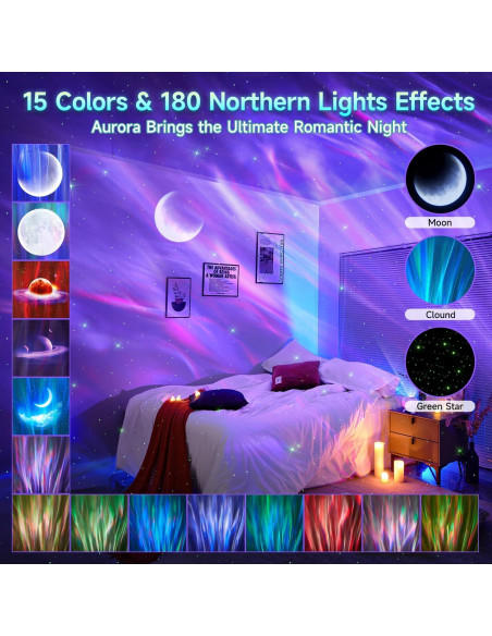 Proyector de Estrellas Coolnight Galaxy 180 Efectos Luz Aurora