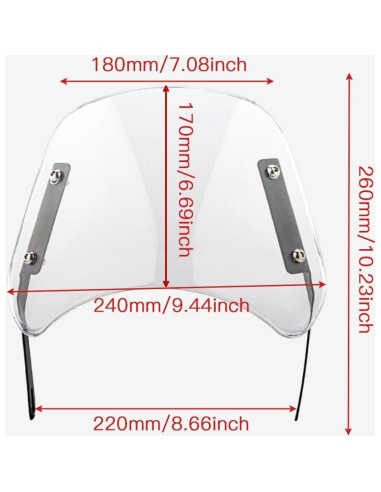 Deflector de Viento Universal KICRY para Motocicleta 24x19 cm
