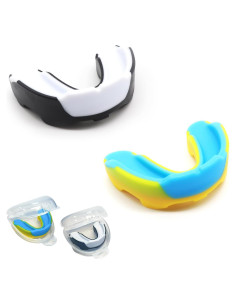 Paquete de 2 Protectores Bucales Deportivos Letian - Azul y Blanco