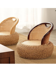 Silla de suelo ergonómica de ratán Kelendle - Marrón oscuro 2