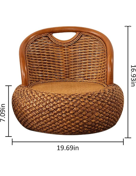 Silla de suelo ergonómica de ratán Kelendle - Marrón oscuro