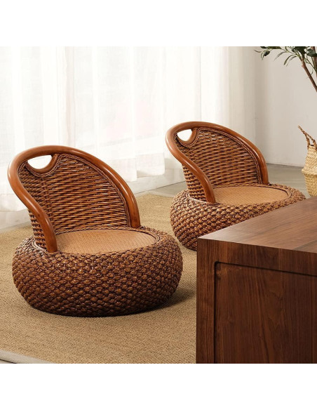 Silla de suelo ergonómica de ratán Kelendle - Marrón oscuro