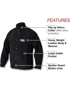 Chaqueta de Soldadura de Cuero Lincoln Electric K2989-M Mediana 2