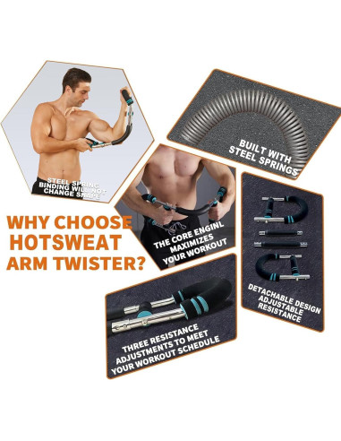 Ejercitador de Brazos HOTSWEAT, Barra de Potencia 60-90 lbs