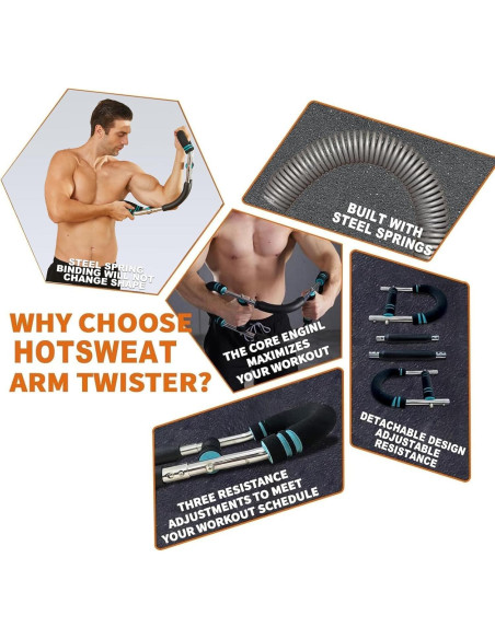 Ejercitador de Brazos HOTSWEAT, Barra de Potencia 60-90 lbs