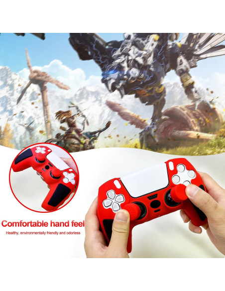 Funda Antideslizante Roja HLRAO para Controlador PS5 Funda Antideslizante Roja HLRAO para Controlador PS5