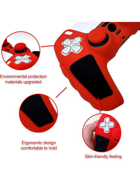 Funda Antideslizante Roja HLRAO para Controlador PS5 Funda Antideslizante Roja HLRAO para Controlador PS5