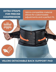 Faja de Soporte Lumbar ORTONYX para Espalda Baja - Negro XS-S 2