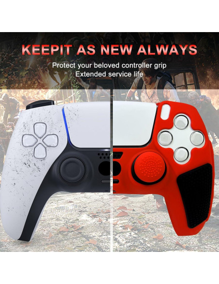 Funda Antideslizante Roja HLRAO para Controlador PS5 Funda Antideslizante Roja HLRAO para Controlador PS5