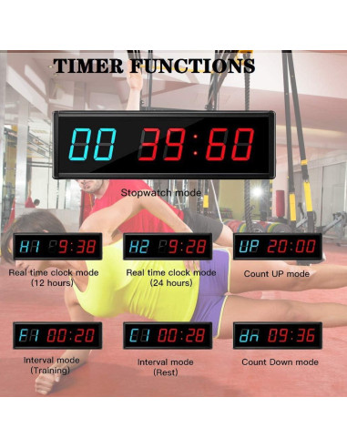 Temporizador Digital LED de Gimnasio Ledbrigym 3" Azul Rojo