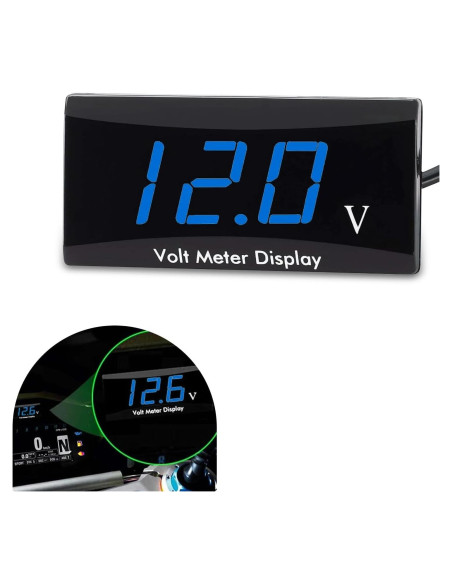 Medidor Digital de Voltaje 12V Sinytuto Azul para Vehículos