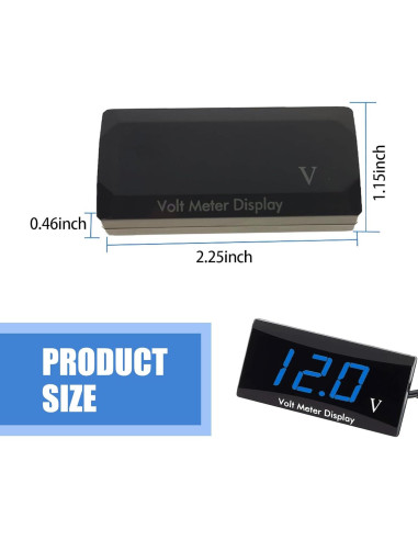 Medidor Digital de Voltaje 12V Sinytuto Azul para Vehículos