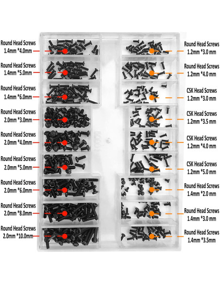 Kit de Tornillos Pequeños M1.2 M1.4 M2.0 500 Piezas HOTMMGR