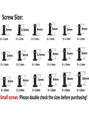 Kit de Tornillos Pequeños M1.2 M1.4 M2.0 500 Piezas HOTMMGR