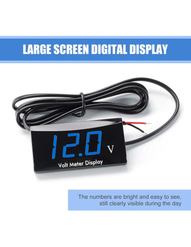 Medidor Digital de Voltaje 12V Sinytuto Azul para Vehículos