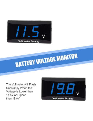 Medidor Digital de Voltaje 12V Sinytuto Azul para Vehículos