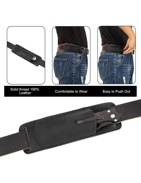 Funda de Cuchillo de Cuero QCWN para Cinturón 21.5x9 cm