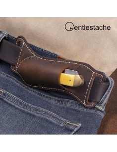 Funda de cuchillo de cuero Gentlestache EDC 17cm Marrón oscuro 2