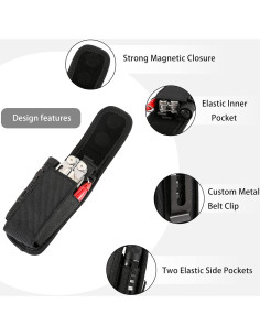 Funda de Cinturón Multiherramienta QEES Nylon Negro 16x15 cm 2