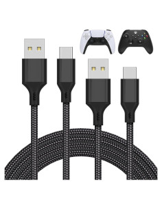 Cargador MENEEA USB C 3m para PS5/Xbox/Switch - Negro