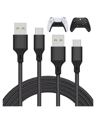 Cargador MENEEA USB C 3m para PS5/Xbox/Switch - Negro