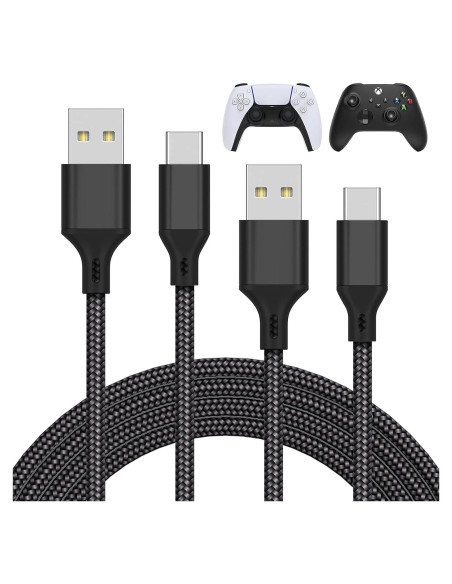 Cargador MENEEA USB C 3m para PS5/Xbox/Switch - Negro