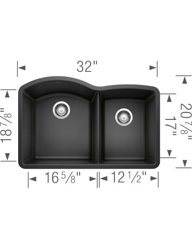Fregadero de Cocina BLANCO 440179 SILGRANIT 60/40 Antracita