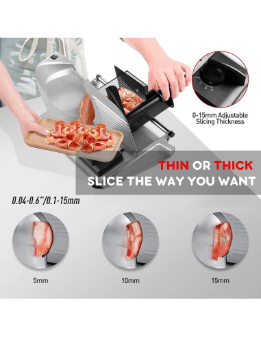 Cortadora de Carne Techwood 150W con Cuchilla de Acero Inoxidable 19 cm