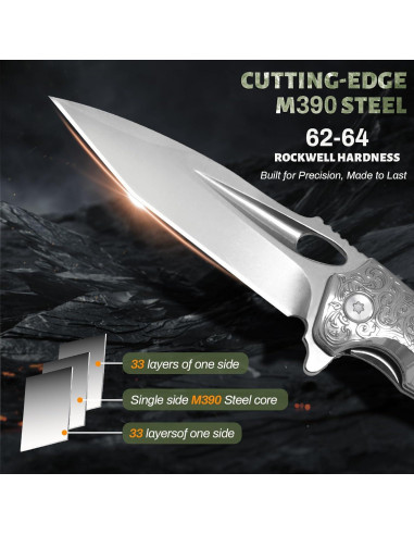 Cuchillo de Caza Plegable WinWire 21.2 cm Acero M390 Marrón