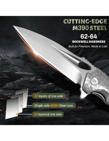 Cuchillo de Caza Plegable WinWire 21.2 cm Acero M390 Marrón