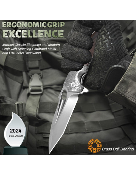 Cuchillo de Caza Plegable WinWire 21.2 cm Acero M390 Marrón