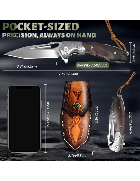 Cuchillo de Caza Plegable WinWire 21.2 cm Acero M390 Marrón
