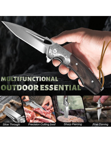 Cuchillo de Caza Plegable WinWire 21.2 cm Acero M390 Marrón