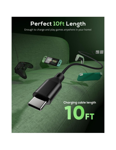 Cargador MENEEA USB C 3m para PS5/Xbox/Switch - Negro