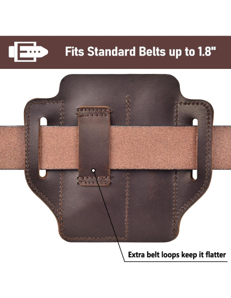 Funda de Cinturón EDC SOGCASE de Cuero Marrón Oscuro 15.6x14cm