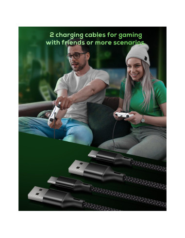 Cargador MENEEA USB C 3m para PS5/Xbox/Switch - Negro