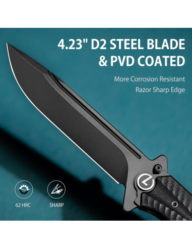 Cuchillo de bolsillo LOTHAR Phoenix D2 10.74 cm plegable negro