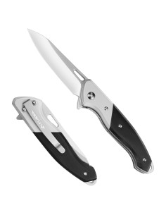 Cuchillo de bolsillo FLISSA EDC plegable 8.3 cm titanio y ébano