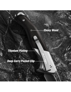 Cuchillo de bolsillo FLISSA EDC plegable 8.3 cm titanio y ébano 2
