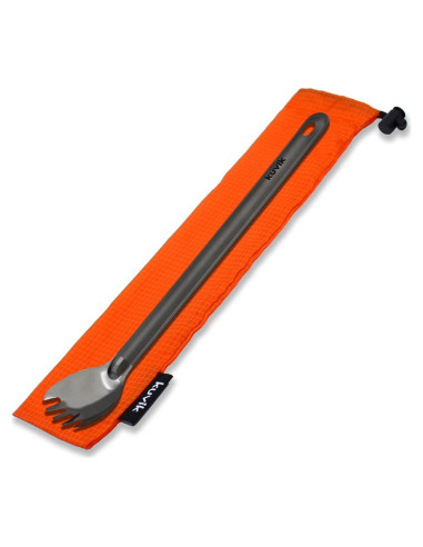 Cuchara Tenedor Titanio Kuvik 216mm Ultraligera Naranja