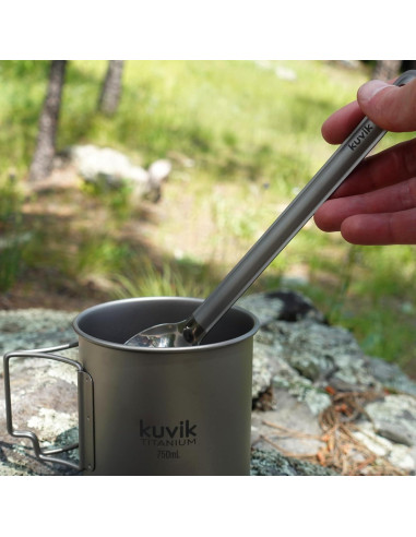 Cuchara Tenedor Titanio Kuvik 216mm Ultraligera Naranja