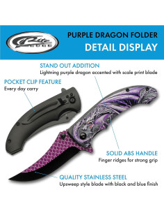 Cuchillo Plegable EDC Szco Supplies 20.32 cm Dragón Púrpura 2