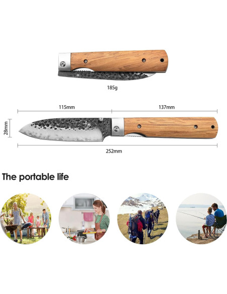 Cuchillo utilitario plegable SENBON 440 de acero inoxidable 12.2 cm